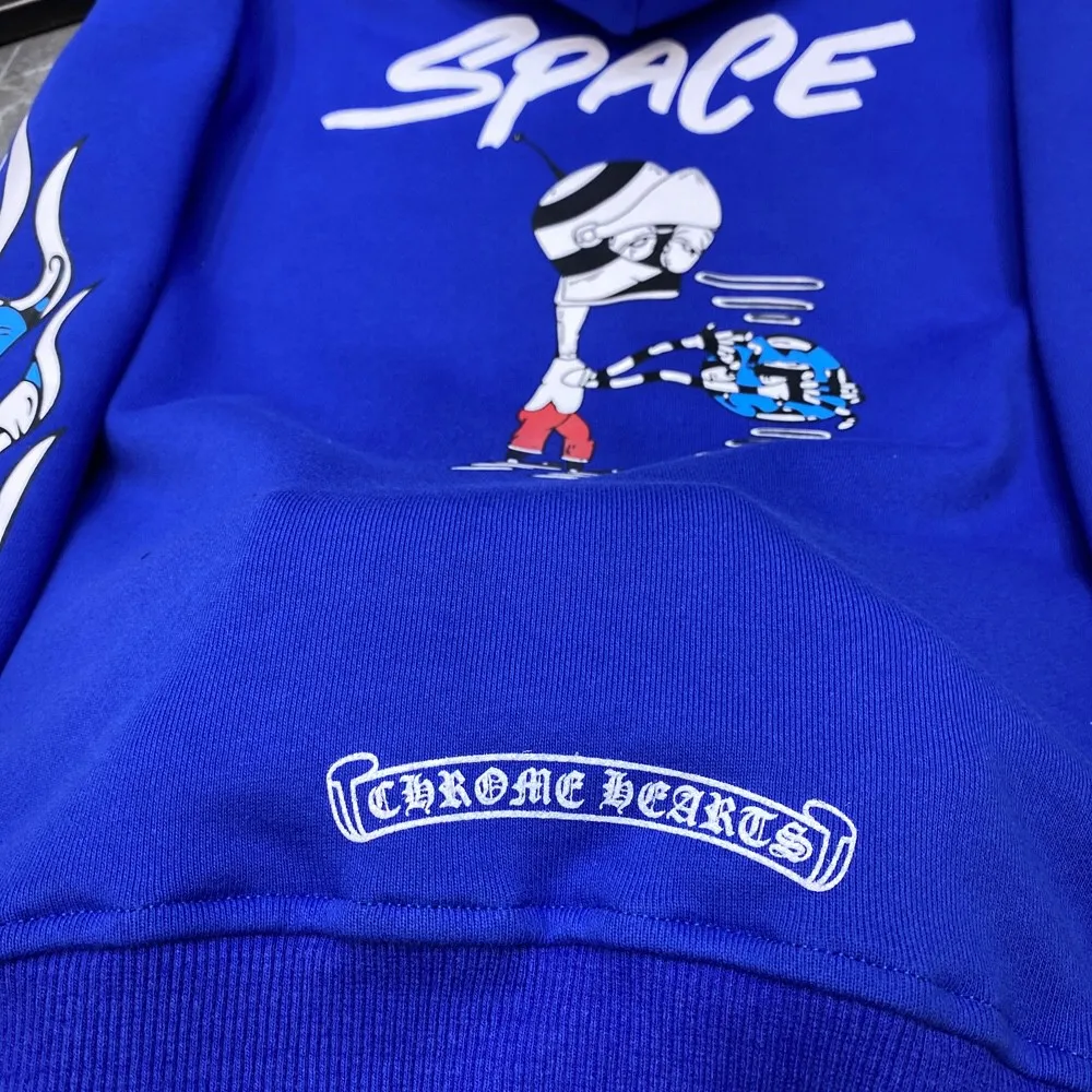 P240 Chrome Hearts Autumn and Winter 2025 Counter Synchronization ❤️ Mattyboy Limited Edition Graffiti Flower Arm Embroidery Hooded Sweatshirt Improved Customized Version 1:1 High Weight Premium Fabric Recommended Color: Limited Electric Blue Code Number: S, M, L, XL